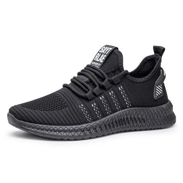 Men’s Lightweight Knit Trainers with Orange Sole