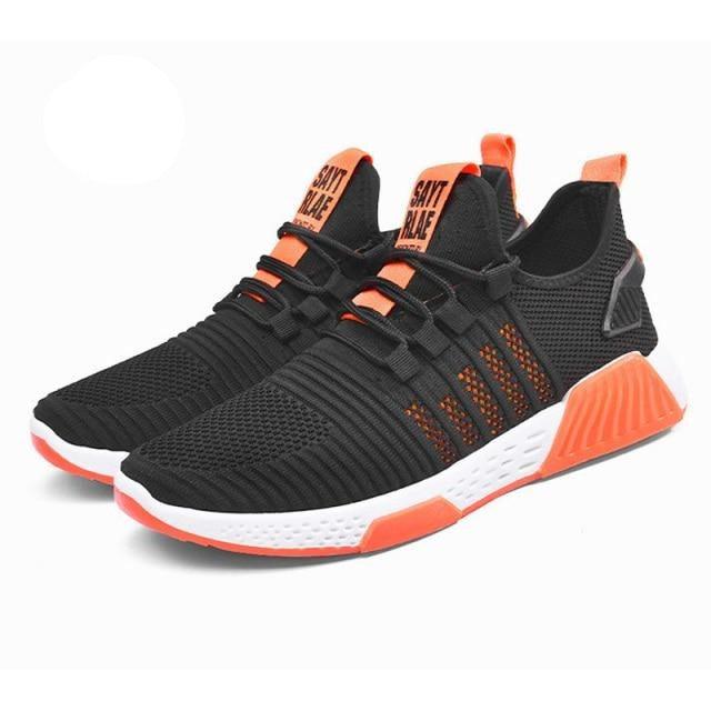Men’s Lightweight Knit Trainers with Orange Sole