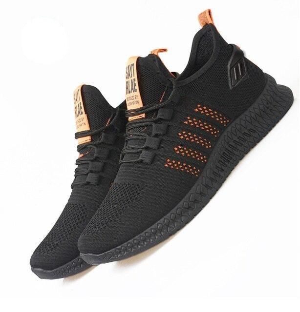 Men’s Lightweight Knit Trainers with Orange Sole