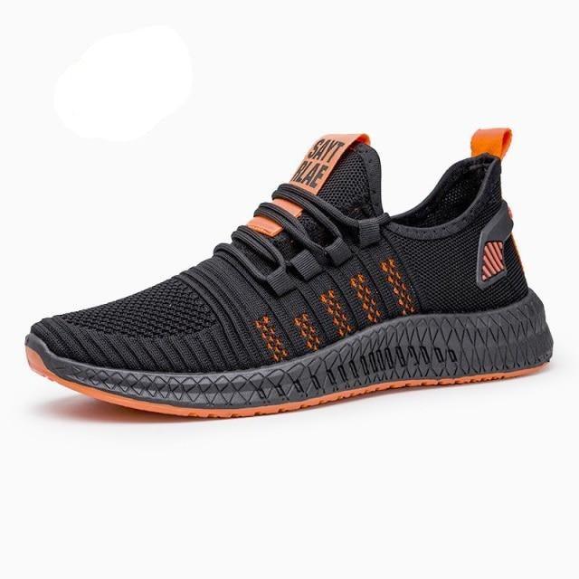 Men’s Lightweight Knit Trainers with Orange Sole
