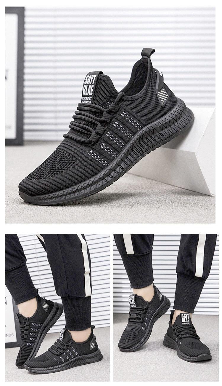 Men’s Lightweight Knit Trainers with Orange Sole