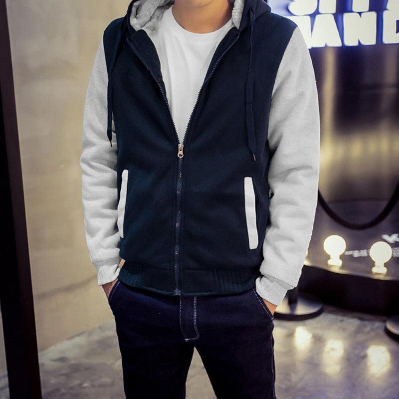 Men's heavyweight hooded sweatshirt jacket featuring a soft blend fabric and modern athletic design
