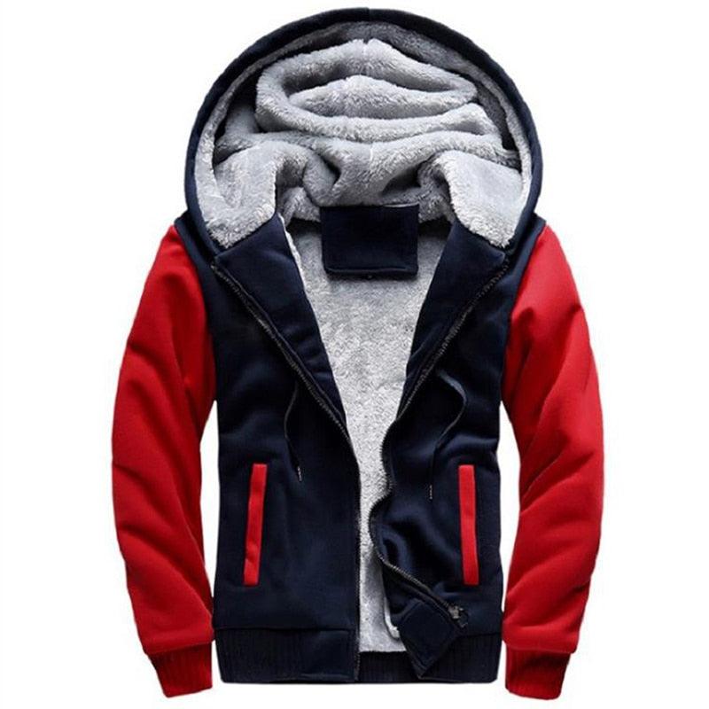 Men's Heavyweight Hooded Sweatshirt Jacket - Casual Winter Layer