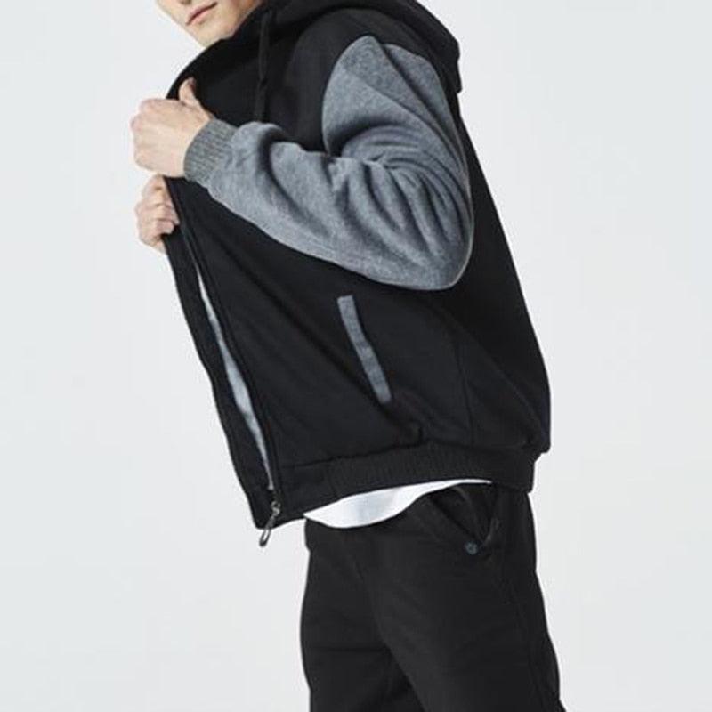 Men's Heavyweight Hooded Sweatshirt Jacket - Casual Winter Layer