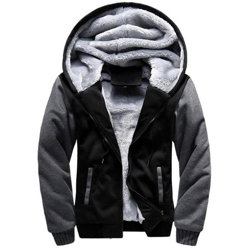Men's Heavyweight Hooded Sweatshirt Jacket - Casual Winter Layer