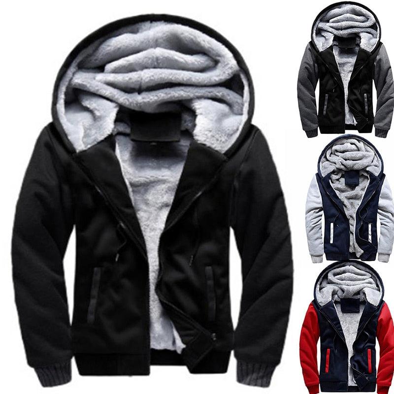 Men's Heavyweight Hooded Sweatshirt Jacket - Casual Winter Layer