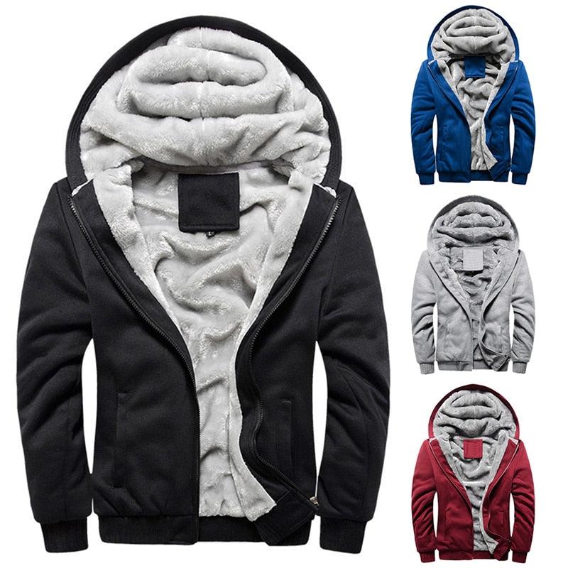 Men's Heavyweight Hooded Sweatshirt Jacket - Casual Winter Layer