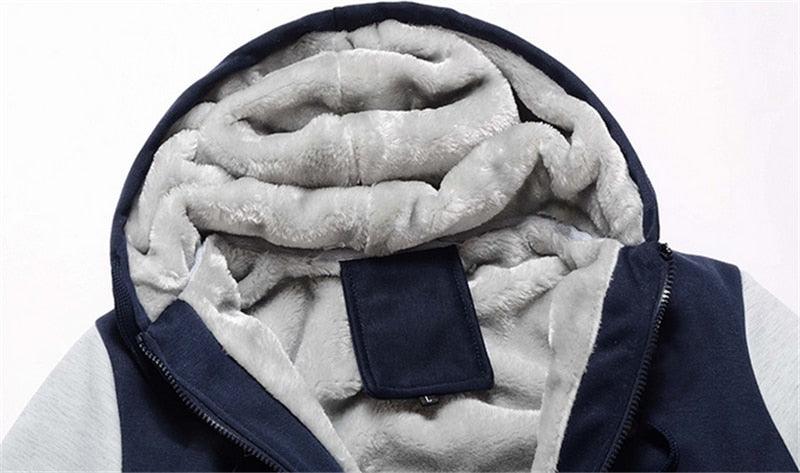 Men's Heavyweight Hooded Sweatshirt Jacket - Casual Winter Layer