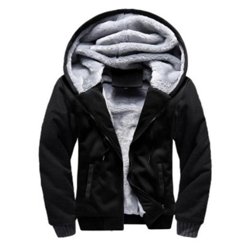 Men's Heavyweight Hooded Sweatshirt Jacket - Casual Winter Layer