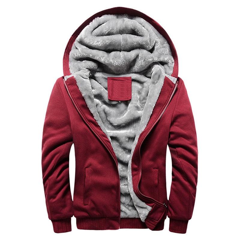 Men's Heavyweight Hooded Sweatshirt Jacket - Casual Winter Layer