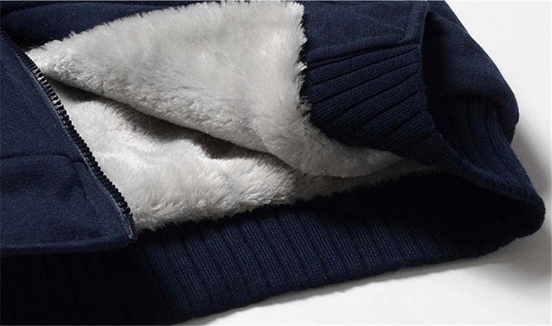 Men's Heavyweight Hooded Sweatshirt Jacket - Casual Winter Layer