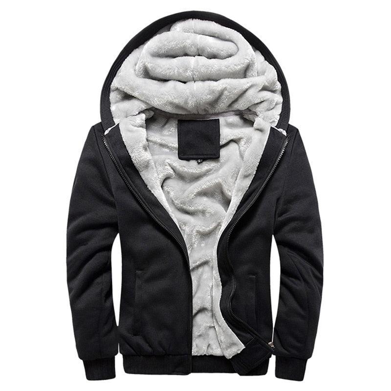Men's Heavyweight Hooded Sweatshirt Jacket - Casual Winter Layer