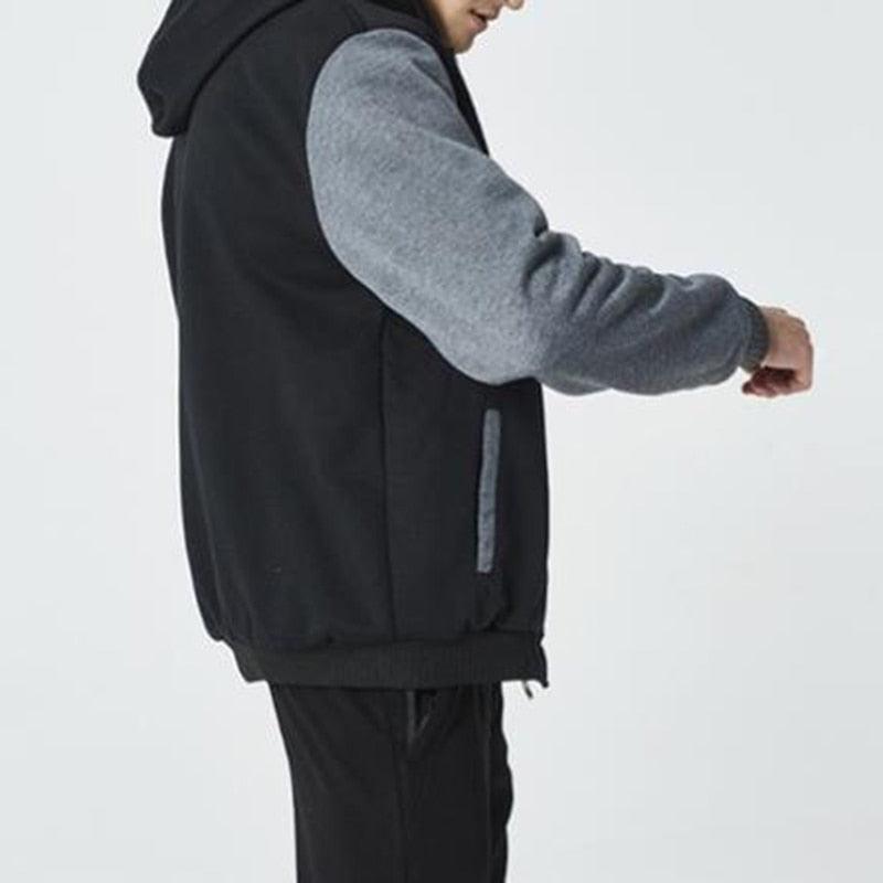 Men's Heavyweight Hooded Sweatshirt Jacket - Casual Winter Layer