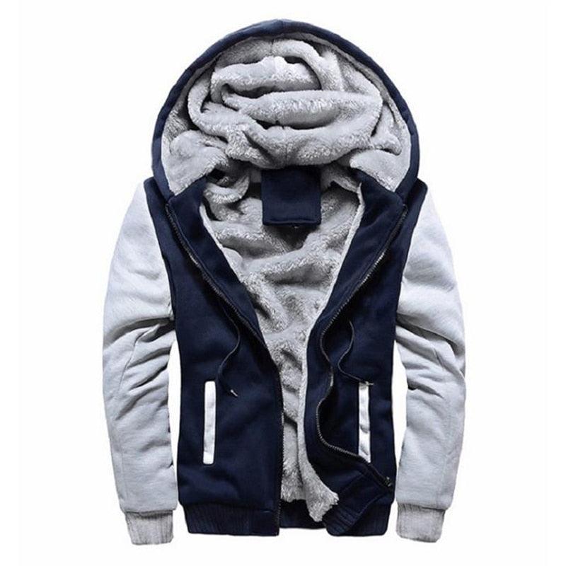 Men's Heavyweight Hooded Sweatshirt Jacket - Casual Winter Layer