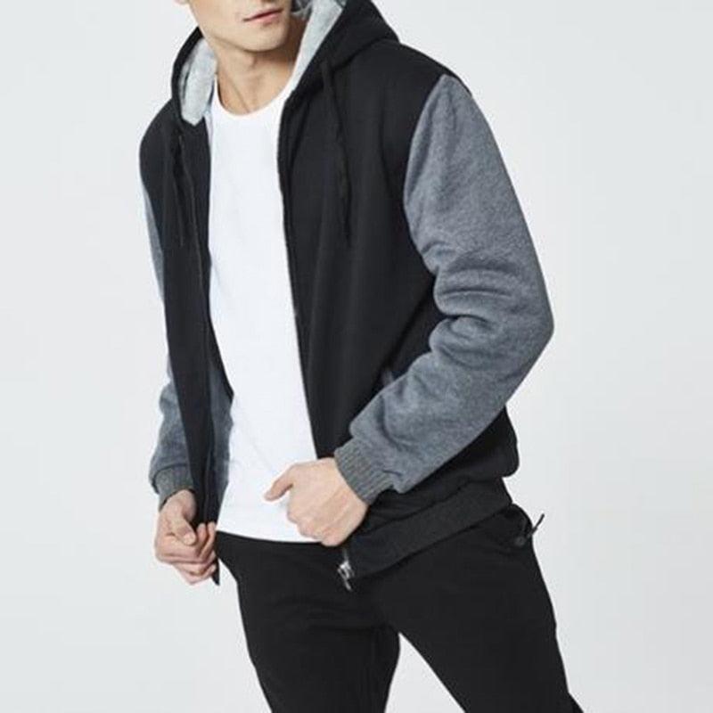 Men's Heavyweight Hooded Sweatshirt Jacket - Casual Winter Layer