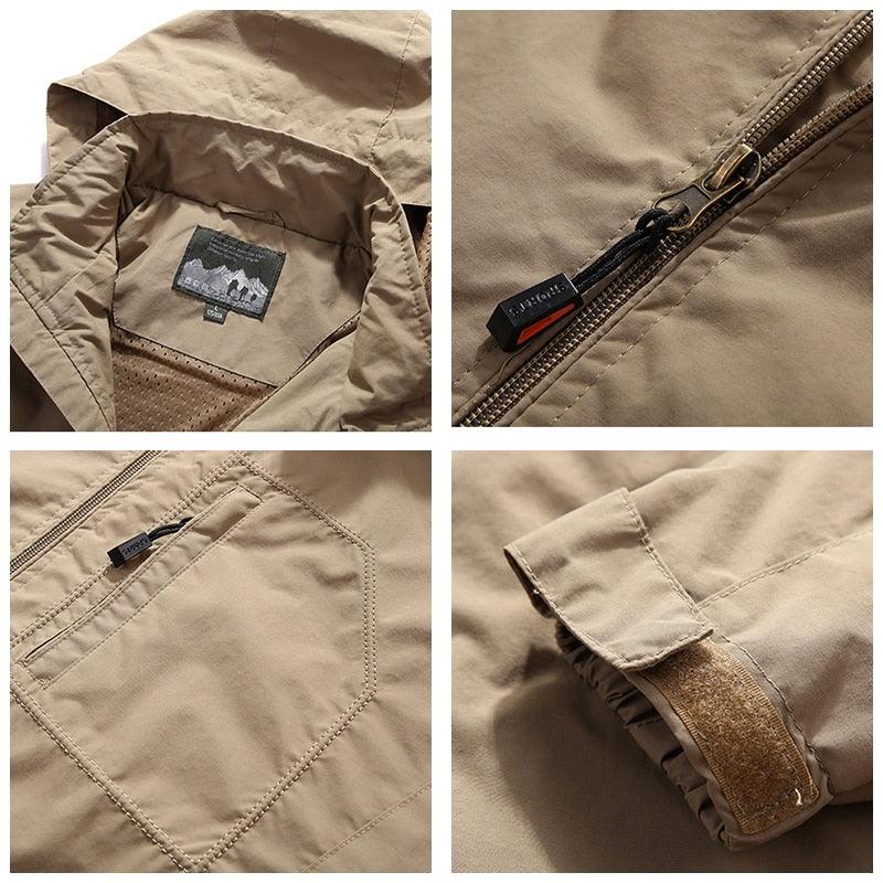 Men Waterproof Hooded Tactical Hiking Jacket Lightweight Windbreaker