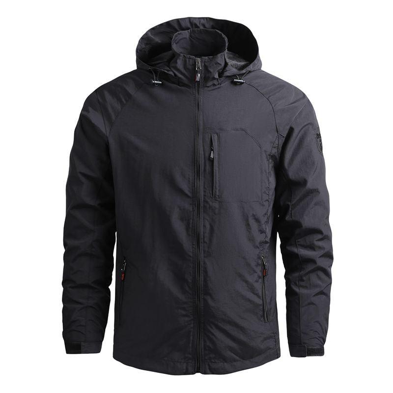 Men Waterproof Hooded Tactical Hiking Jacket Lightweight Windbreaker