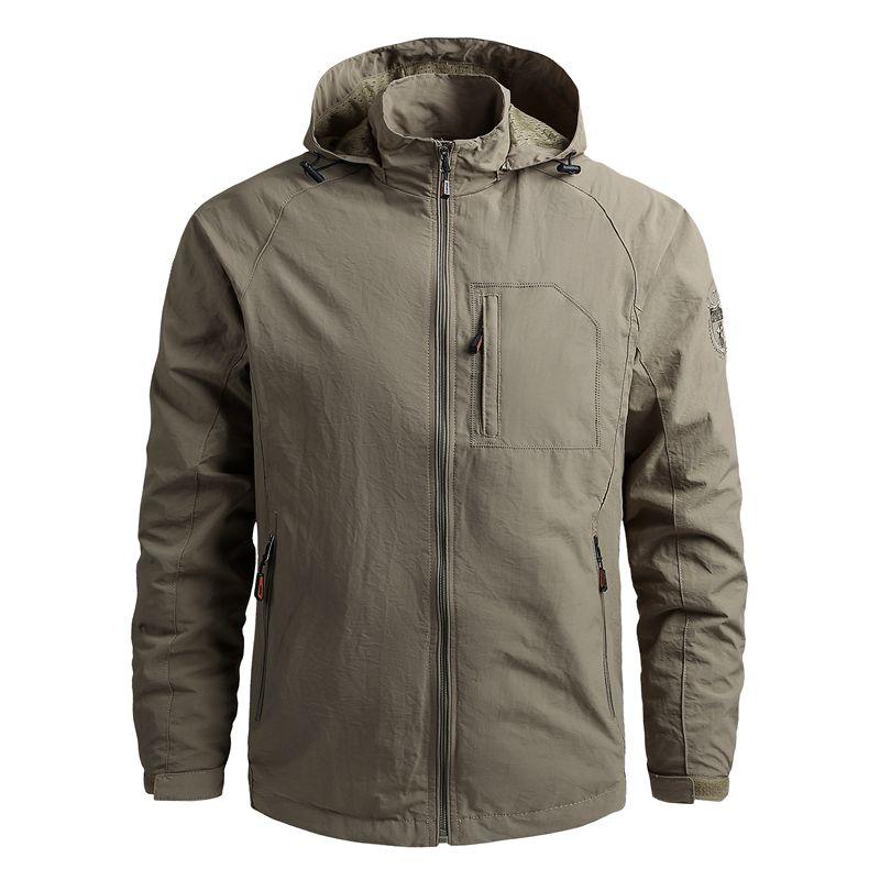 Men Waterproof Hooded Tactical Hiking Jacket Lightweight Windbreaker