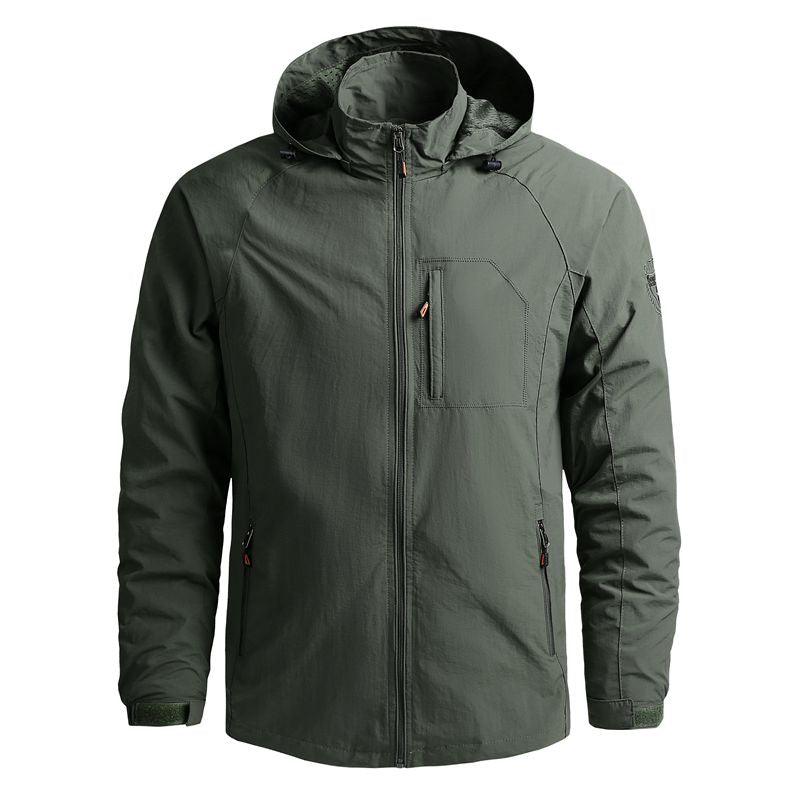Men Waterproof Hooded Tactical Hiking Jacket Lightweight Windbreaker
