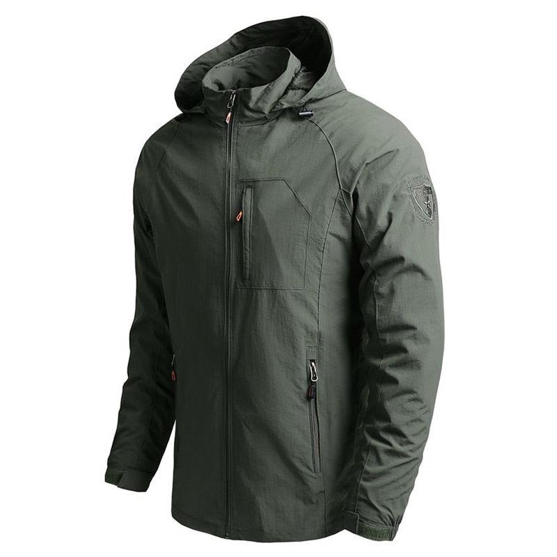 Men Waterproof Hooded Tactical Hiking Jacket Lightweight Windbreaker