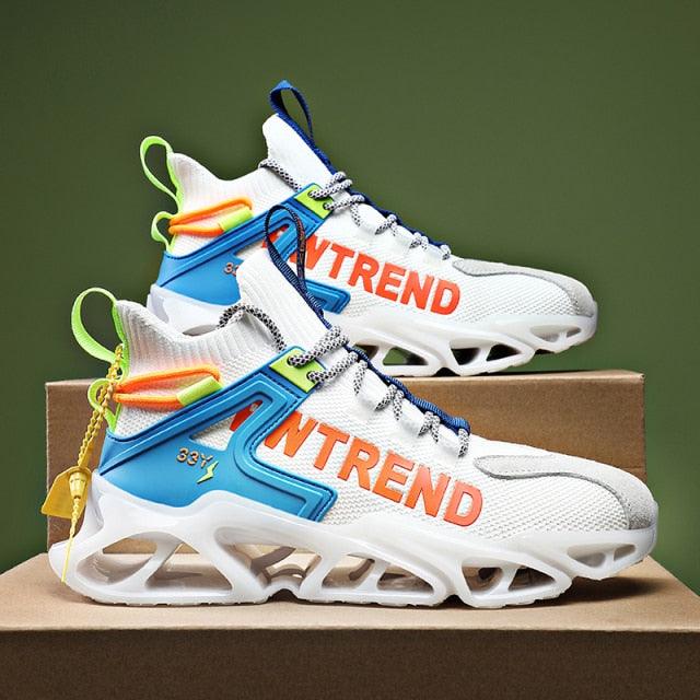 Men's White Flying Woven Mesh Running Sneakers