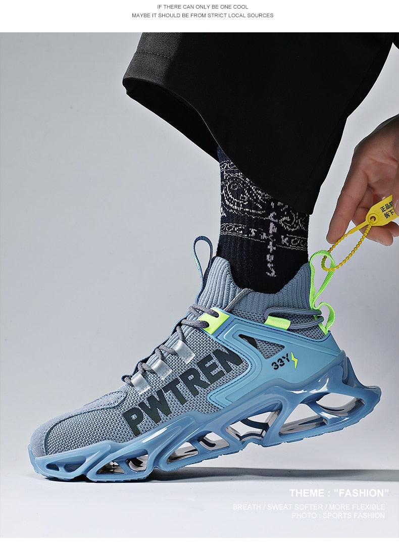 Men's White Flying Woven Mesh Running Sneakers