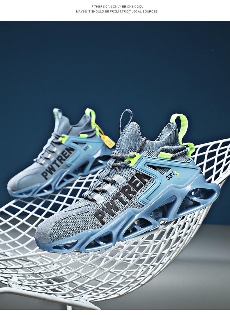 Men's White Flying Woven Mesh Running Sneakers