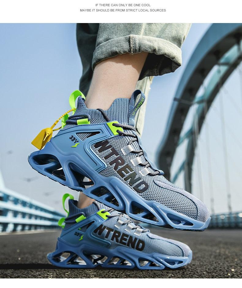 Men's White Flying Woven Mesh Running Sneakers