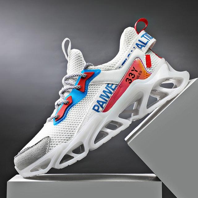 Men's White Flying Woven Mesh Running Sneakers
