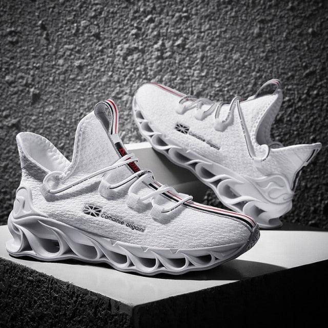 Men's White Flying Woven Mesh Running Sneakers
