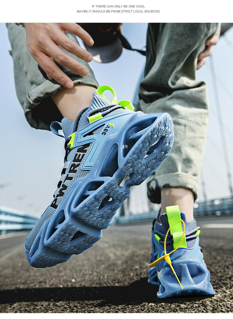 Men's White Flying Woven Mesh Running Sneakers