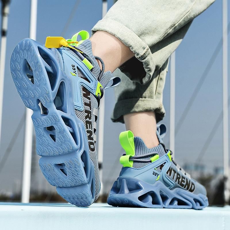 Men's White Flying Woven Mesh Running Sneakers