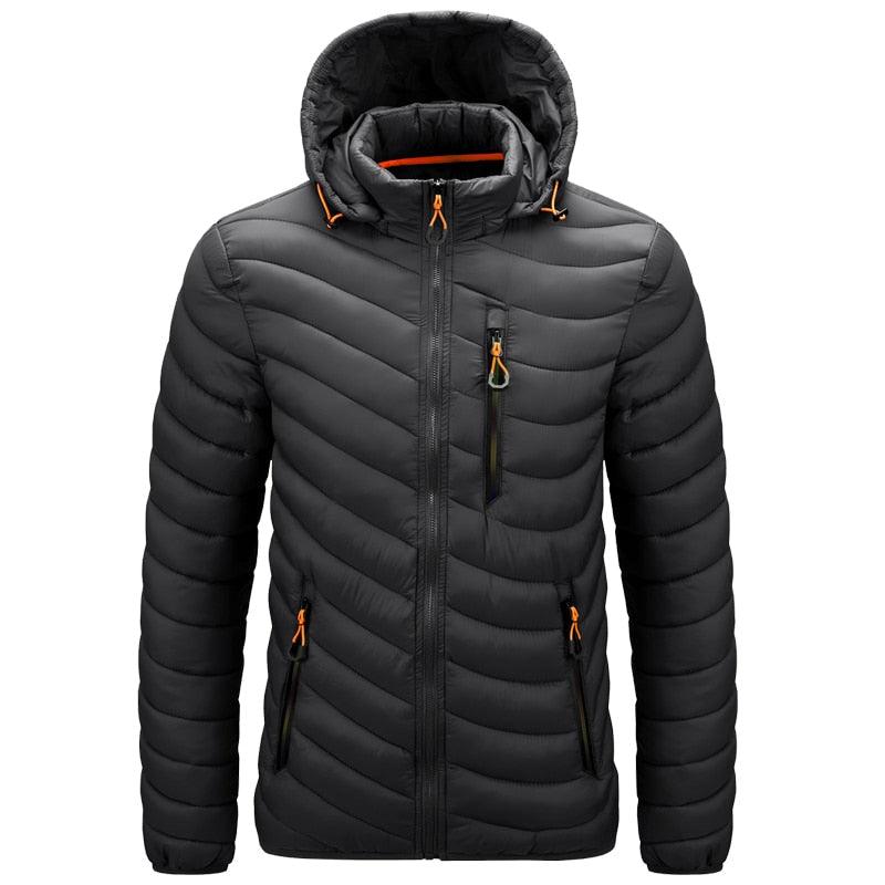 Men's classic hooded winter jacket with adjustable insulation.