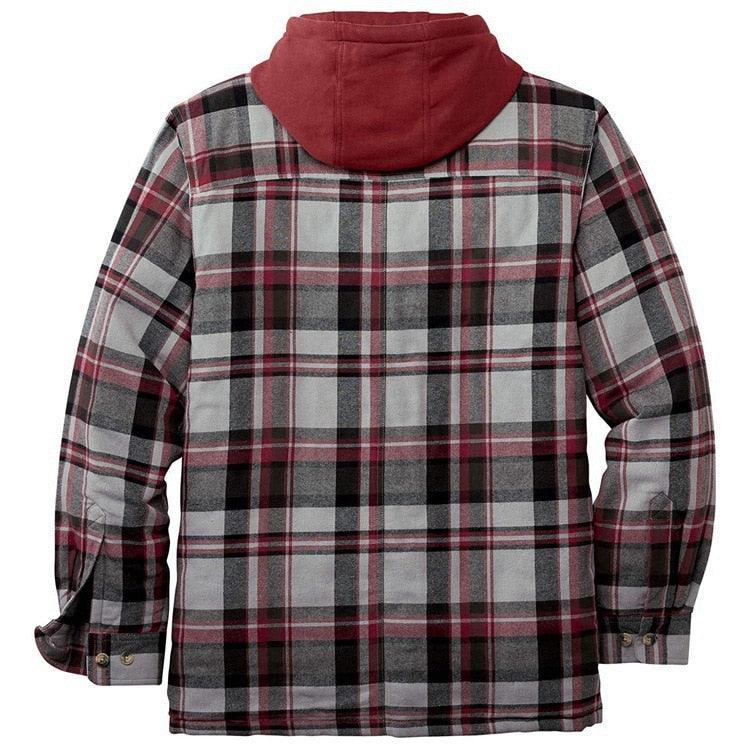 Men's Relaxed Fit Plaid Flannel Hooded Shirt Jacket