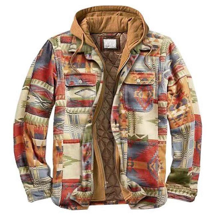 Men's Relaxed Fit Plaid Flannel Hooded Shirt Jacket