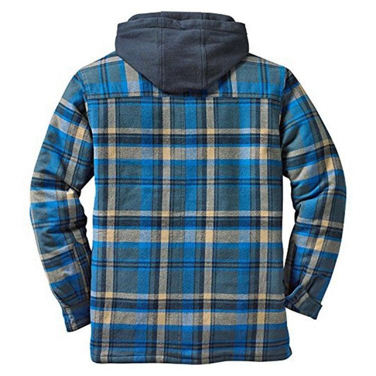 Men's Relaxed Fit Plaid Flannel Hooded Shirt Jacket