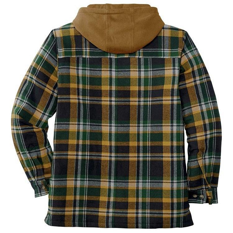 Men's Relaxed Fit Plaid Flannel Hooded Shirt Jacket