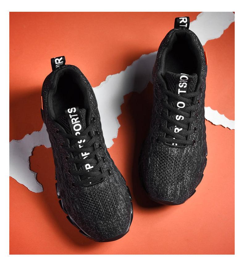Unisex Breathable Knit Running Sneakers - Black & Orange Sport Shoes