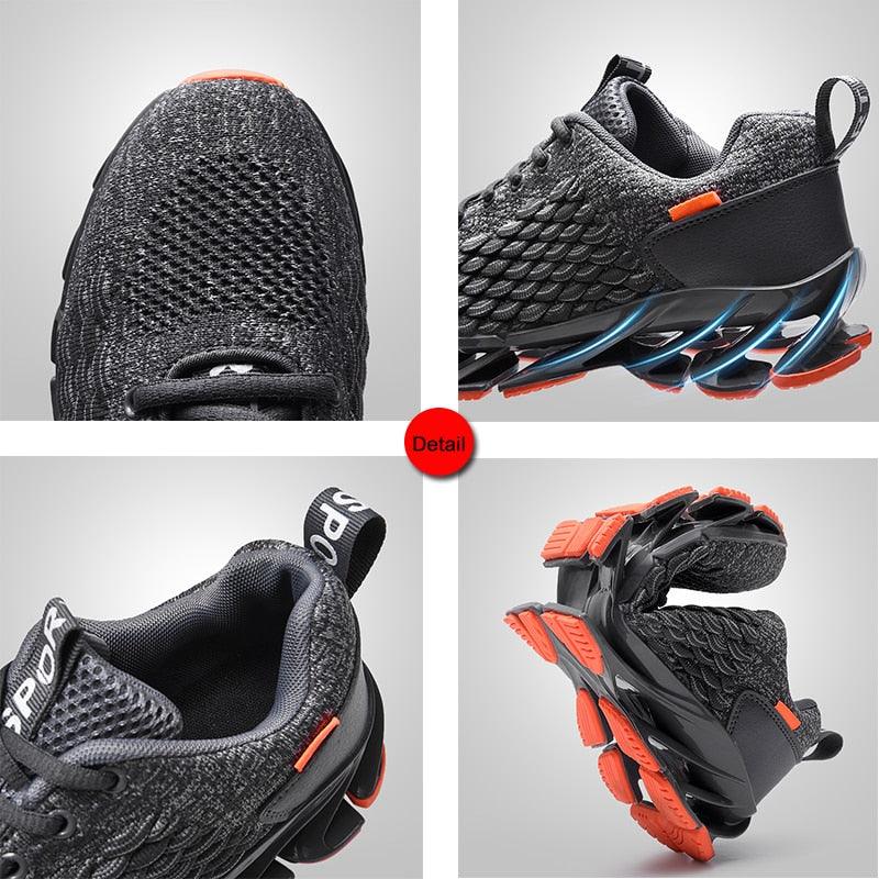 Unisex Breathable Knit Running Sneakers - Black & Orange Sport Shoes