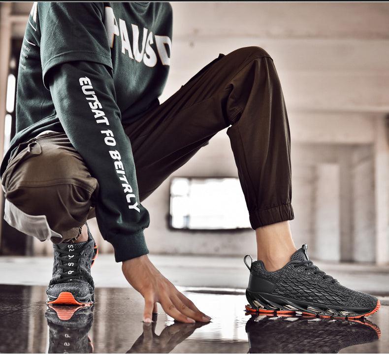 Unisex Breathable Knit Running Sneakers - Black & Orange Sport Shoes