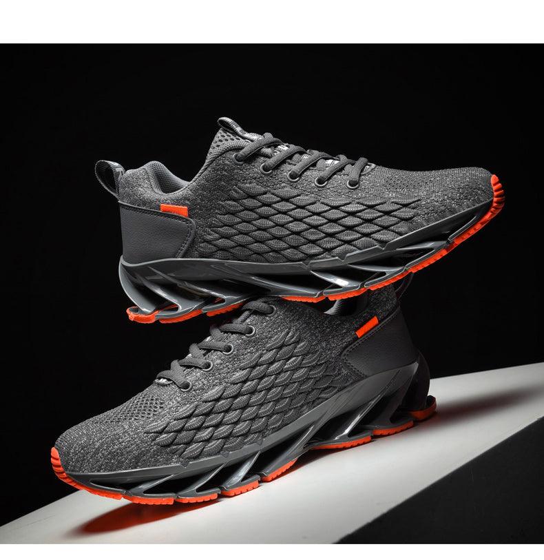 Unisex Breathable Knit Running Sneakers - Black & Orange Sport Shoes