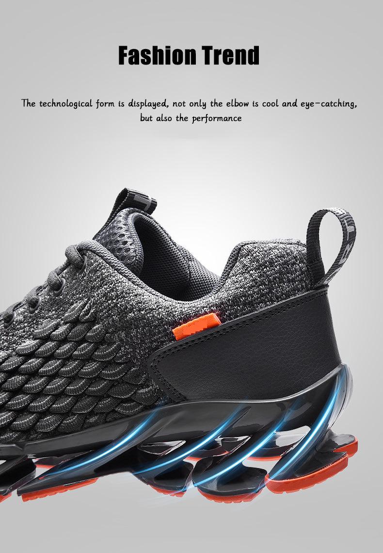Unisex Breathable Knit Running Sneakers - Black & Orange Sport Shoes