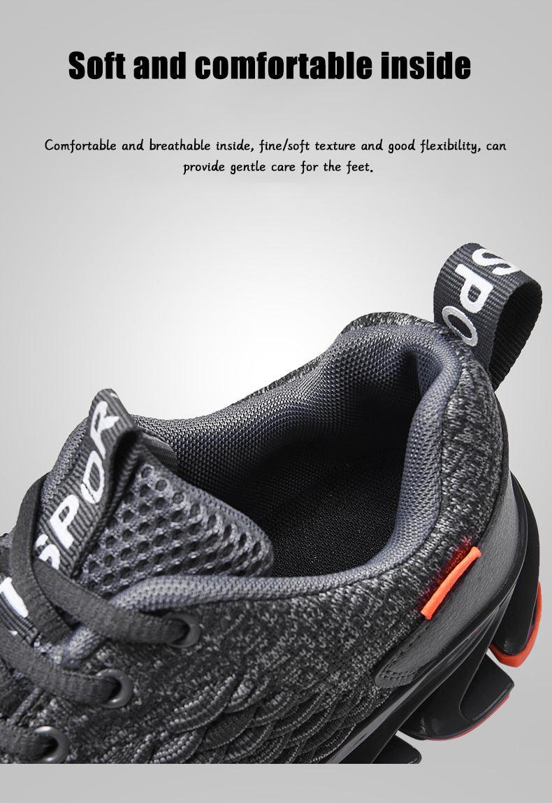 Unisex Breathable Knit Running Sneakers - Black & Orange Sport Shoes