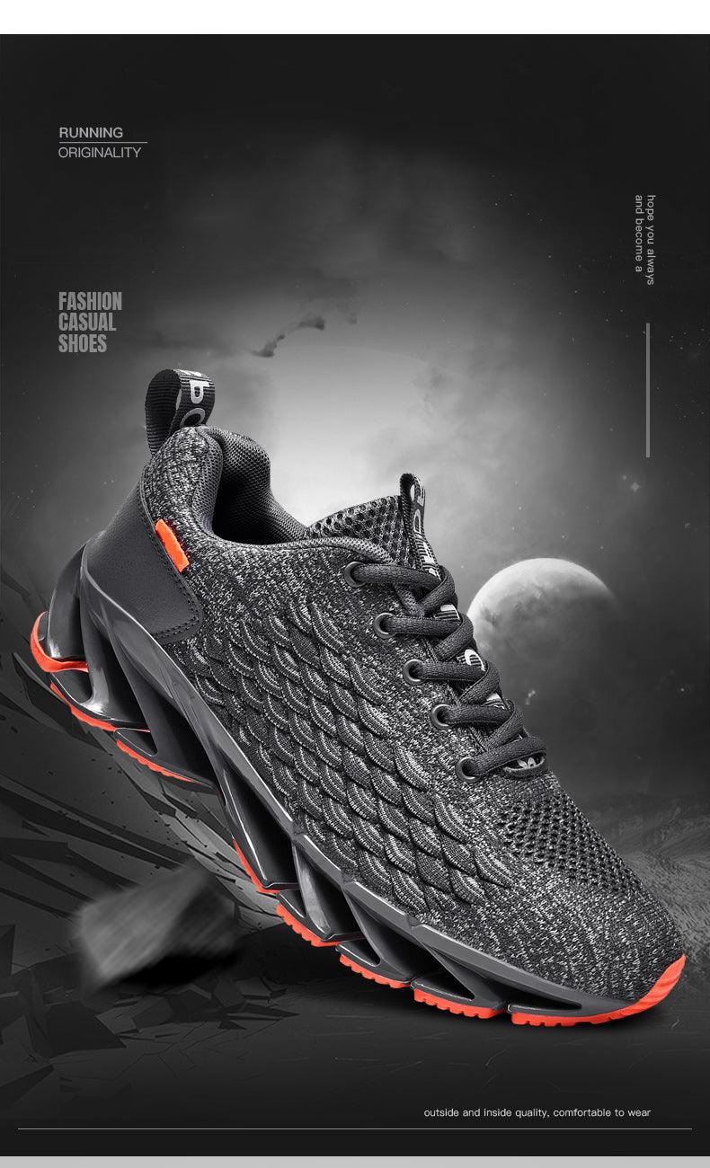 Unisex Breathable Knit Running Sneakers - Black & Orange Sport Shoes