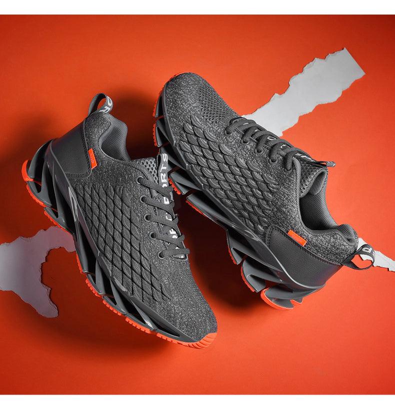 Unisex Breathable Knit Running Sneakers - Black & Orange Sport Shoes