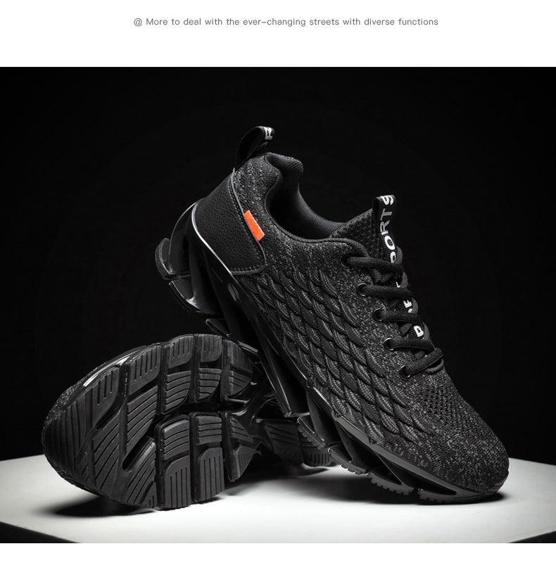 Unisex Breathable Knit Running Sneakers - Black & Orange Sport Shoes