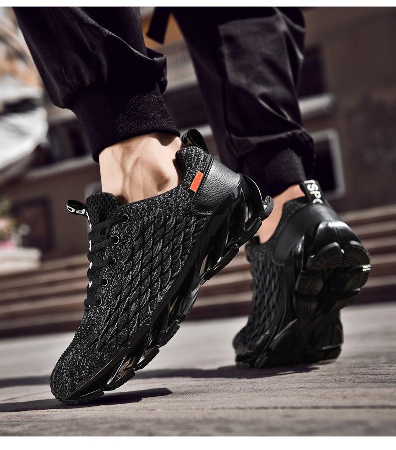Unisex Breathable Knit Running Sneakers - Black & Orange Sport Shoes