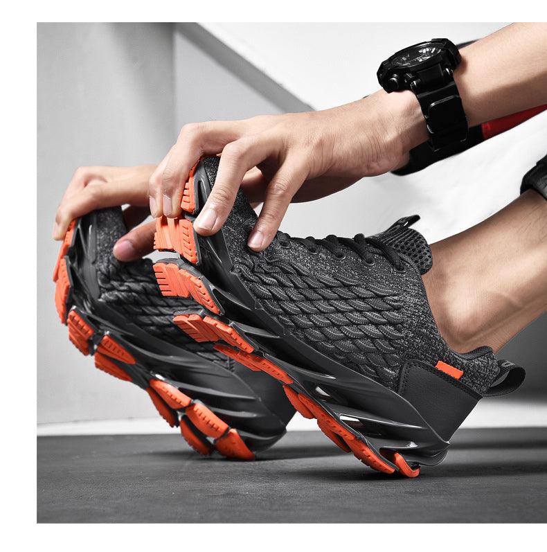 Unisex Breathable Knit Running Sneakers - Black & Orange Sport Shoes