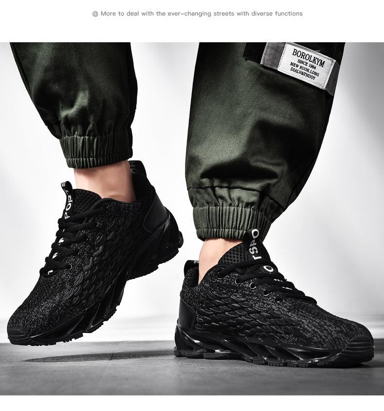 Unisex Breathable Knit Running Sneakers - Black & Orange Sport Shoes
