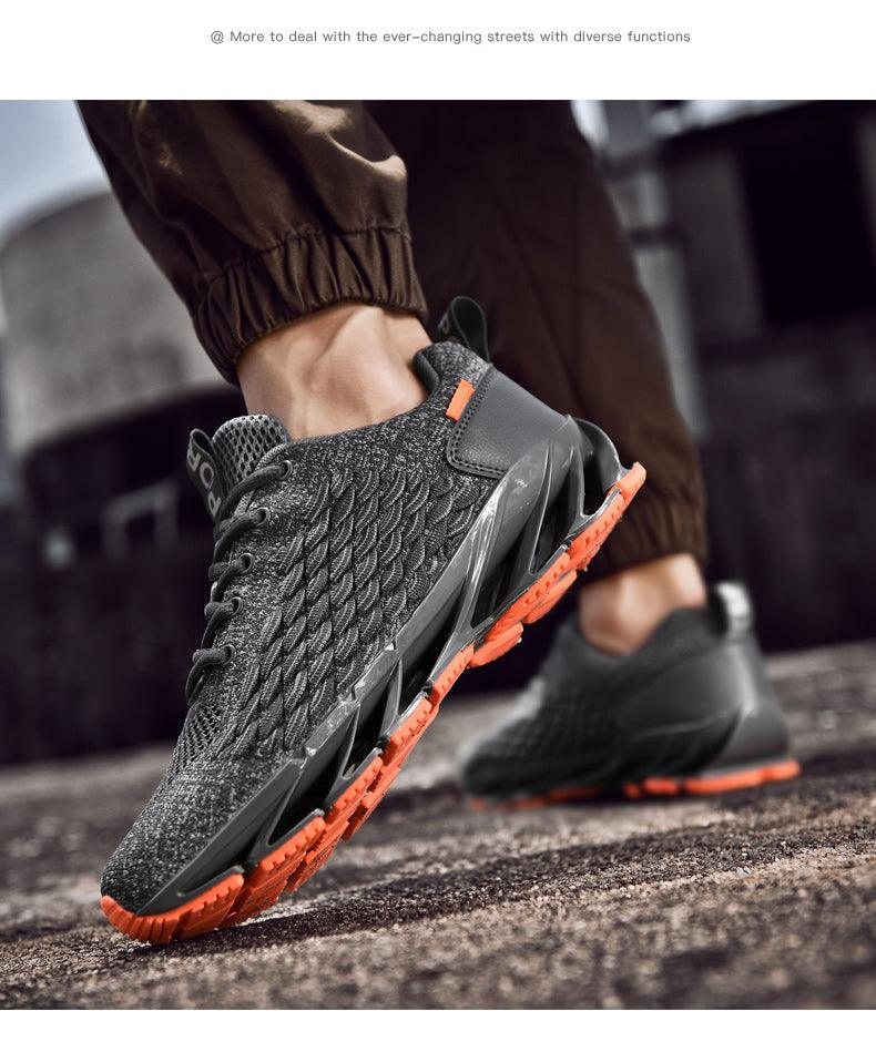 Unisex Breathable Knit Running Sneakers - Black & Orange Sport Shoes
